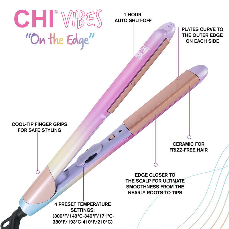 Vibes "On The Edge" 1 Inch Curved Hairstyling Iron, , large image number null